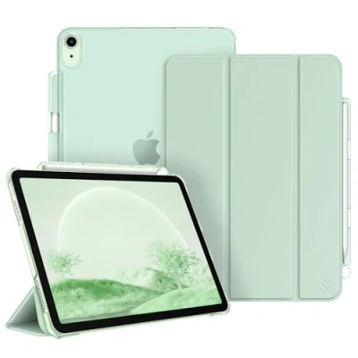 Abbildung von Fintie Hülle für iPad Air 11 Zoll M2, 6 2024 Hülle, 5 2022/ 4 2020 10.9 mit Stifthalter, ultradünne leichte Schutzhülle Case transparenter Rückseite, Grün