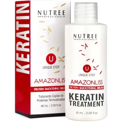 Abbildung von Brasilianisches Keratin Haar Glätten Behandlung, Amazonliss Brazilian One Step haarglättung 1 schritt Proteinglättungsbürste Formaldehydfrei (1 60 ml)