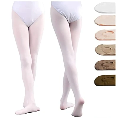 Abbildung von DANCEYOU 2 Paare Ballettstrumpfhose Tanzstrumpfhosen für Mädchen Kinder und Damen Weiß kein Loch L