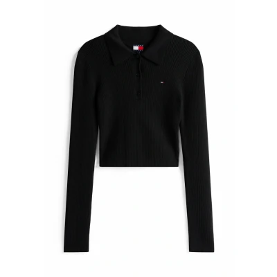 Abbildung von Tommy Jeans LONG Sleeve SLIM Langarmshirt, Damen, Größe: XXS, Black