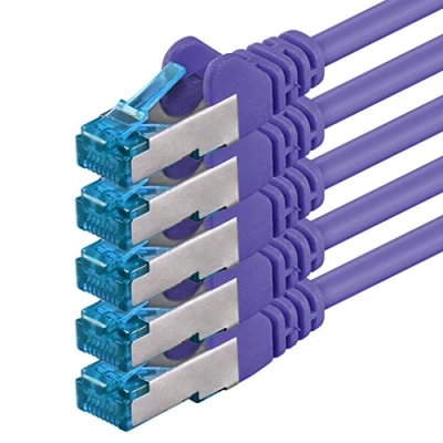 Abbildung von 1aTTack.de 0,5m CAT6a Netzwerkkabel violett 5 Stück CAT 6 A Patchkabel 10000 Mbit s SFTP PIMF 500 MHz kompatibel zu CAT5 CAT6 CAT7 DSL Internet Switch Router