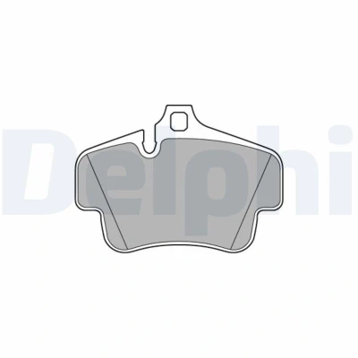 Abbildung von DELPHI LP3586 Bremsbelagsatz für Verschleißwarnanzeiger vorbereitet mit Anti Quietsch Blech ohne Zubehör PORSCHE: 911 Convertible, Boxster, Coupe