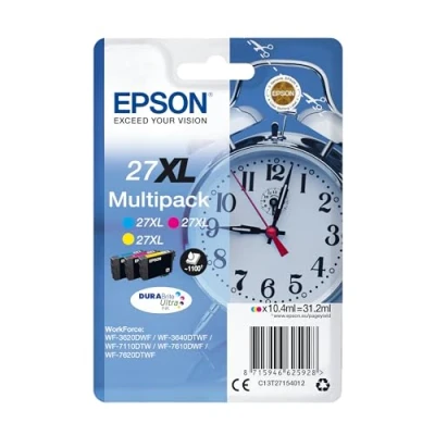 Abbildung von Epson Original 27XL Tinte Wecker (WF 3620DWF, WF 3640DTWF, 7110DTW, 7210DTW, 7610DWF, 7620DTWF, 7710DWF, 7715DWF, 7720DTWF), Multipack 3 farbig