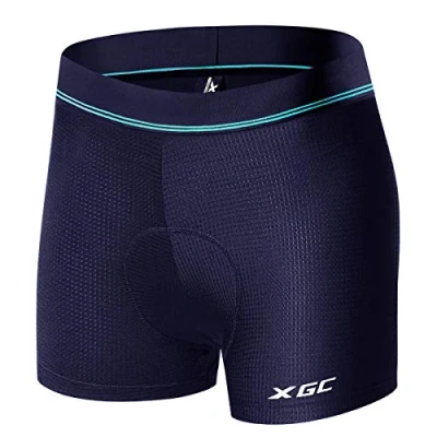 Abbildung von XGC Damen Radunterhose Radsportshorts Fahrradhosen mit elastische atmungsaktive 4D Gel Sitzpolster Einer hohen Dichte (S, Blue)