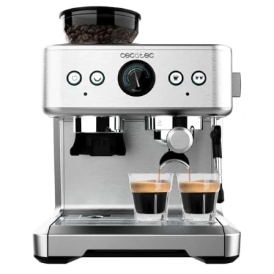 Abbildung von Cecotec Espressomaschine Barista Power Espresso 20 Maestro, 2250 W, Bar, Manometer und 2 Thermoblocks, Kaffeebohnenbehälter, stufiges Mahlwerk, Dampfauslass