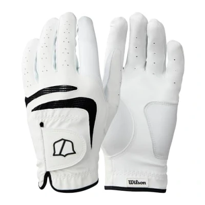 Abbildung von Wilson Staff Herren Golfhandschuh, Grip Plus, Material Kombi, Größe: M/L, Rechtshand, MRH, weiß, WGJA00690ML