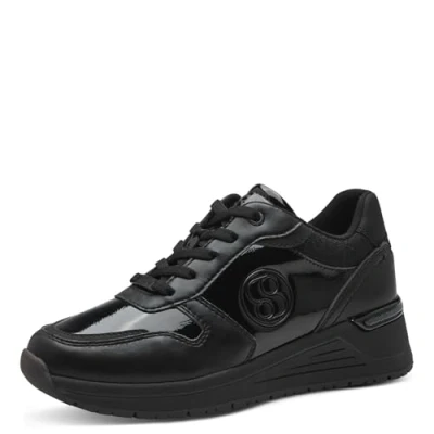 Abbildung von s.Oliver Damen Sneaker flach mit Schnürsenkeln Freizeit, Schwarz (Black), 36 EU