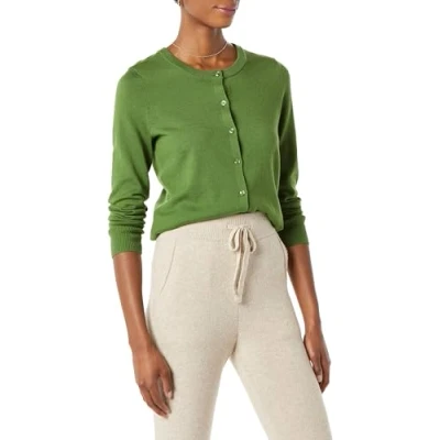 Abbildung von Amazon Essentials Damen Leichte Rundhalsstrickjacke (Erhältlich In Übergröße), Salbeigrün, XS