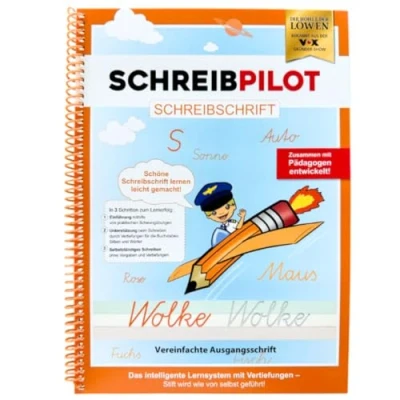 Abbildung von Schreibathlet: Schreiblernheft für ABC Schützen mit vorgeprägten Buchstaben zum Erlenen der Schreibschrift in vereinfachter Ausgangsschrift (VA), meist gelehrten Schreibschriftart Deutschland