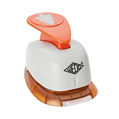 Abbildung von Wedo 168251 Motivlocher groß Tanne (mit praktischem Auffangbehälter, Ausstanzung 2,3 x 2,2 cm) grau / orange