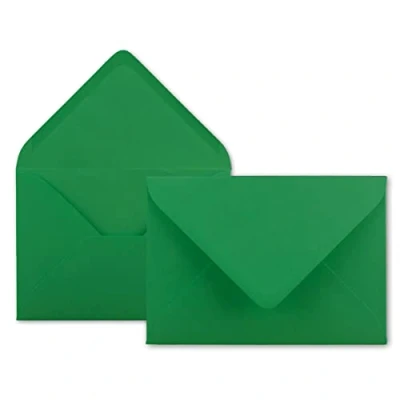 Abbildung von 25x Brief Umschläge in Dunkel Grün 80 g/m² Kuverts DIN B6 Format 12,5 x 17,6 cm Nassklebung ohne Fenster