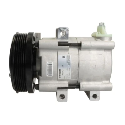 Abbildung von BOSCH 1 986 AD1 129 Kompressor 12V PAG 46 R134a mit Montageanleitung, Dichtring FORD: MONDEO 3, Transit Mk5 Minibus