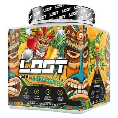 Abbildung von LOOT® Game Booster Konzentration, Ausdauer, Reaktionsfähigkeit 50 Servings (400g) mit Koffein &amp; 20 einzigartigen Inhaltsstoffen Flow State® Formel Tiki Tropicali
