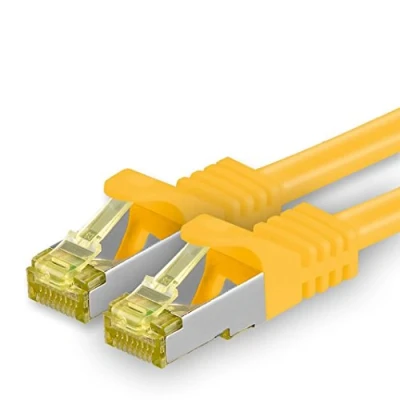 Abbildung von 1aTTack.de Cat.7 Netzwerkkabel 1m Gelb 1 Stück Cat7 Ethernetkabel Netzwerk LAN Kabel Rohkabel 10 Gb s SFTP PIMF LSZH Set Patchkabel mit Rj 45 Stecker Cat.6a
