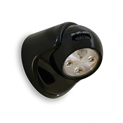 Abbildung von Auraglow Abnehmbares, kabelloses, batteriebetriebenes Sicherheitslicht mit PIR Sensor/Bewegungsmelder SCHWARZ
