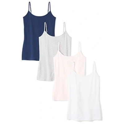 Abbildung von Amazon Essentials Damen Mieder mit schmaler Passform, 4er Pack, Blassrosa/Dunkelblau/Hellgrau Meliert/Weiß, M