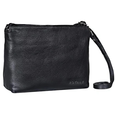 Abbildung von ROYALZ &#039;Wyoming&#039; Klassische Handtasche Damen klein Leder Abendtasche im Vintage Look elegant Ledertasche Echtleder Umhängetasche Schultertasche, Farbe:Schwarz