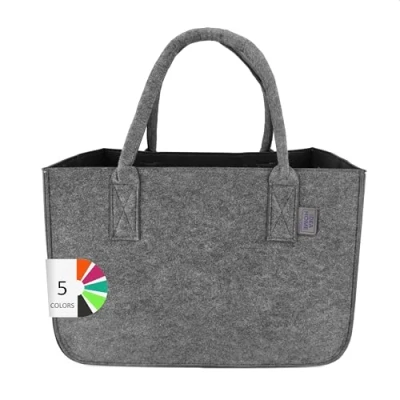 Abbildung von IDEA HOME Filztasche Shopper Groß 30 Liter Einkaufstasche XXL Zusammenklappbar Einkaufskorb Kaminholztasche Kleiderkorb Spielzeugtasche Dunkelgrau/Schwarz, XL