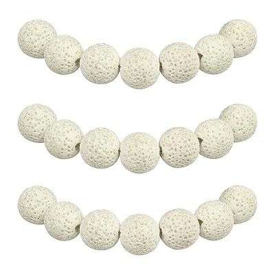 Abbildung von MJDCB Perlen zum Auffädeln 12mm 30 stück Diffusor für ätherische Öle Weiße Lava Halbedelsteine mit Loch Natürliche Lose Runde Steinperlen Herstellung Schmuck Armbänder Halsketten