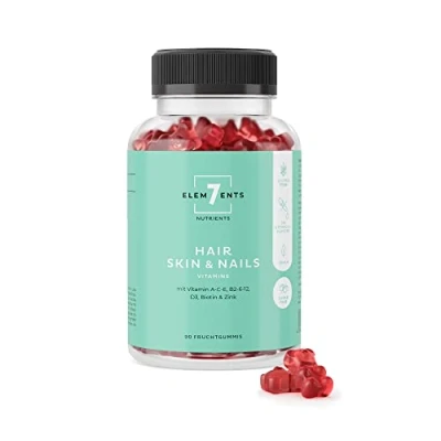 Abbildung von Hair Skin Nails Gummies Fruchtgummis zuckerfrei: Vitamin A C D E B2 Biotin Zink Haut Haare &amp; Nägel Vitamingums Frucht Gummi Bärchen Haarvitamine Gummibärchen ohne Zucker Vitamingummi vegan Gum
