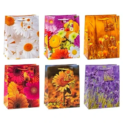 Abbildung von TSI Geschenktüten BLUMEN MIX, 12er Packung, Größe: Mittel (HxBxT 23 x 18 10 cm), Art. Nr. 84013