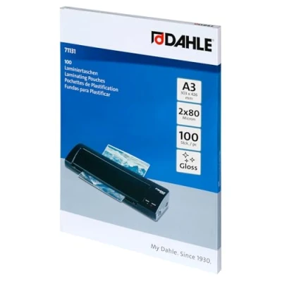 Abbildung von Dahle Laminierfolien A3, 160 Micron (2x80) 100 Stück Hochwertiger Schutz für wichtige Unterlagen und Fotos, Glänzend