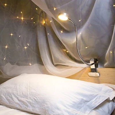 Abbildung von EYOCEAN Leselampe, LED Klemmlampe, 360 Flexibel Schwanenhals Lampe, 3 Farbmodi &amp; 9 Helligkeitsstufen, Augenpflege Schreibtischlampe für Büro Heimgebrauch, CE Adapter Enthalten, 5W, Silber