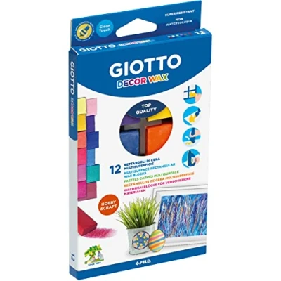 Abbildung von GIOTTO Decor Wax, Wachsblöcke, rechteckige Form, 4 x 2 cm, 12 sortierte Farben