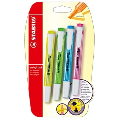 Abbildung von Textmarker STABILO swing cool 4er Pack grün, gelb, blau, pink