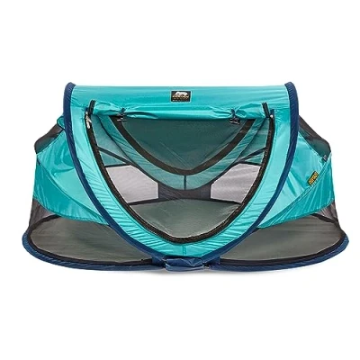 Abbildung von Deryan Kleinkind Reisebett mit Matratze ab Geburt bis 4,5 Jahre Pop Up Kleinkindbett Babyzelt in 2 Sekunden aufgestellt inkl. Moskitonetz &amp; Reisetasche 136x84x62cm (Ocean)