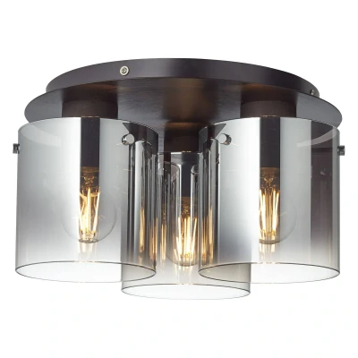 Abbildung von Brilliant Deckenleuchte »Beth«, 3 flammig, Leuchtmittel E27 ohne Leuchtmittel, Deckenlampe 35cm schwarz/rauchglas