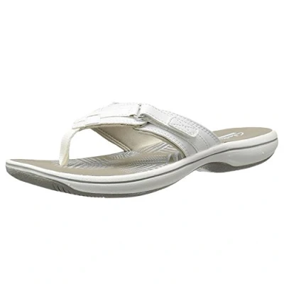 Abbildung von Clarks Damen Breeze Sea zum Aufhängen Flip Flop, Weißes Synthetikmaterial, 39 EU