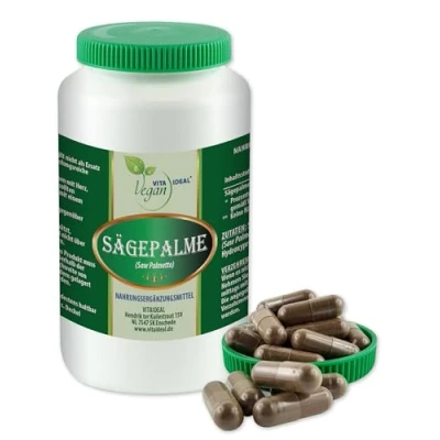 Abbildung von VITA IDEAL Vegan® SÄGEPALME 360 KAPSELN Saw Palmetto Tagesportion 1100mg Säge Palme reines Pulver. Pflanzlich, natürlich und ohne Zusatzstoffe