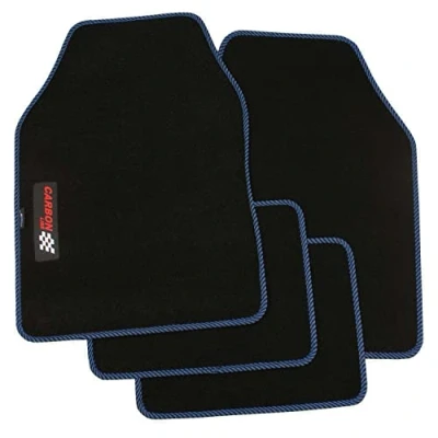 Abbildung von PETEX Carbon Autoteppich Universal 4 teilig schwarz/blau
