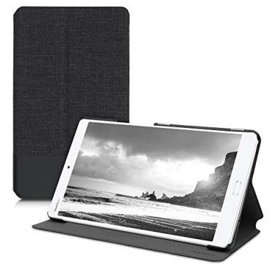 Abbildung von kwmobile Schutzhülle kompatibel mit Huawei MediaPad M3 8.4 Hülle Slim Tablet Cover Case Ständer Anthrazit Schwarz