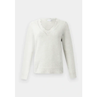 Abbildung von VILA Nikolina Vneck L/S NOOS Strickpullover, Damen, Größe: XS, Super light natural