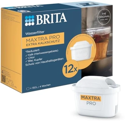Abbildung von BRITA Filterkartusche MAXTRA PRO Extra Kalkschutz 12er Pack (Jahrespack);Original Ersatz Wasserfilter Kartuschen Für alle Kannen. Kalkreduktion &amp; ultimativer Geräteschutz. Heißgetränke