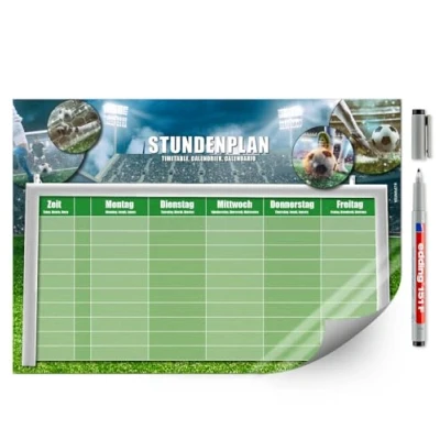 Abbildung von younikat Stundenplan abwischbar selbstklebend I Fußball inkl. Stift wiederbeschreibbar Schulanfang dv_1145