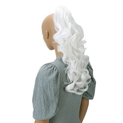 Abbildung von CAISHA 50cm Haarzopf Sarah Haarteil mit Butterflyklammer Pferdeschwanz Haarverlängerung Voluminös Gewellt Weißblond HT614