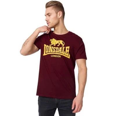 Abbildung von Lonsdale Normale Passform LOGO Tshirt print, Herren, Größe: 5XL, Vintage oxblood