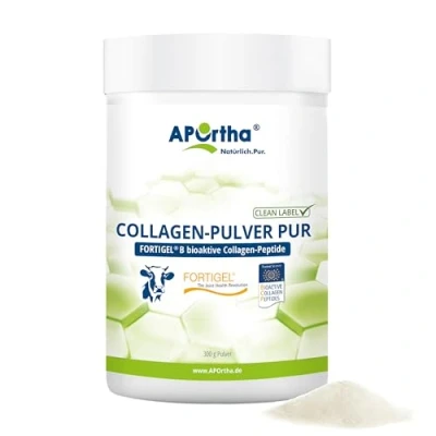 Abbildung von APOrtha® FORTIGEL® Collagen Pulver PUR 300 g Pulver, innovative, bioaktive Peptide für Knochen und Knorpel, 300g 2 Monate, glutenfrei, allergenfrei, laktosefrei, zuckerfrei