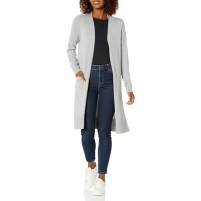 Abbildung von Amazon Essentials Damen Leichter Strickjackenpullover, Länger Geschnitten (Erhältlich In Übergröße), Hellgrau Meliert, XXL