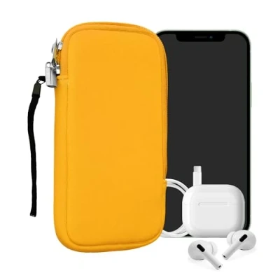 Abbildung von kwmobile Handytasche für Smartphones XXL 7&quot; Neopren Handy Hülle Honiggelb Tasche 17,7 x 8,5 cm Innenmaße