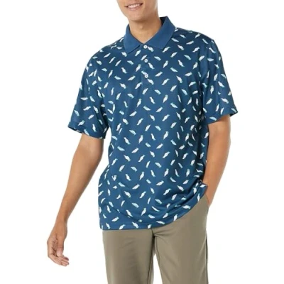 Abbildung von Amazon Essentials Herren Golf Poloshirt, Feuchtigkeitsableitend Schnell Trocknend, Kurzarm, Grünblau Vogelmuster, M