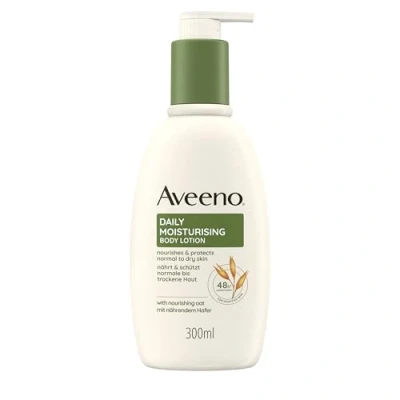 Abbildung von Aveeno Daily Moisturising Bodylotion (300 ml), parfümfreie Körperlotion mit beruhigendem Hafer, natürliche Hautpflege für normale, empfindliche und trockene Haut, vegan*