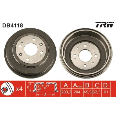 Abbildung von TRW DB4118 Bremstrommel