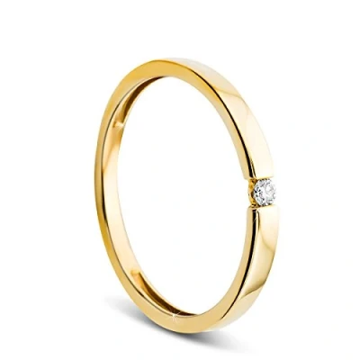 Abbildung von Orovi Damen Verlobungsring Gold Solitärring Diamantring 9 Karat (375) Brillianten 0.03crt GelbGold Ring mit Diamanten