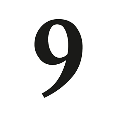 Abbildung von Zahlen Aufkleber Nr. 9 in schwarz I Höhe 10 cm selbstklebende Haus Nummer, Ziffer zum Aufkleben für Außen, Briefkasten, Tür wetterfest kfz_471_9