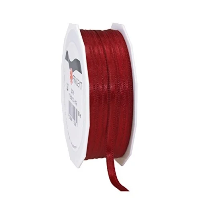 Abbildung von C.E. Pattberg SATIN bordeaux, 50 m Satinband zum Einpacken von Geschenken, 6 mm Breite, Geschenkband Dekorieren &amp; Basteln, Dekoband für Präsente, zu jedem Anlass