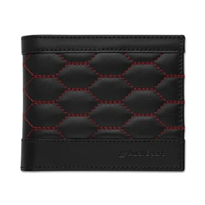 Abbildung von Audi 3152201200 Geldbörse Leder Herren Brieftasche RFID Schutz Portemonnaie, schwarz/rot